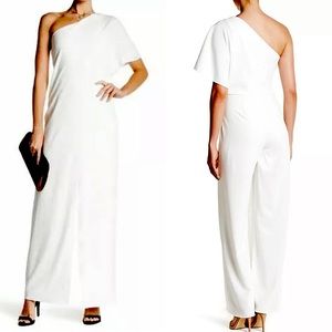 ALEXIA ADMOR Ivory One-Shoulder Ruffle Jumpsuit, Size 6